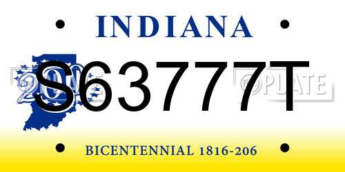 S63777T Indiana License Plate