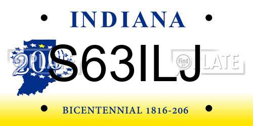 S63ILJ Indiana License Plate