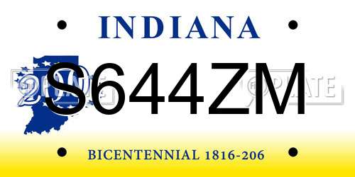 S644ZM Indiana License Plate