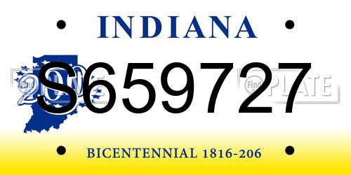 S659727 Indiana License Plate