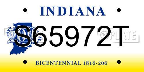 S65972T Indiana License Plate
