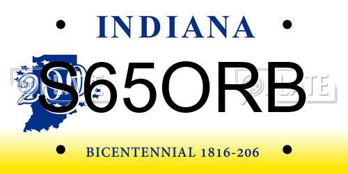 S65ORB Indiana License Plate