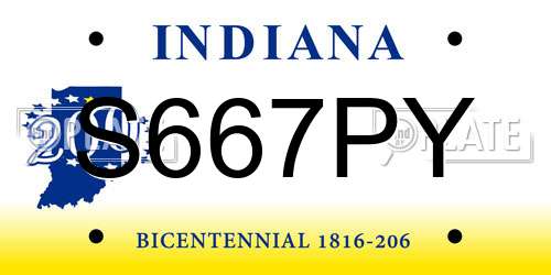 S667PY Indiana License Plate