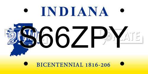 S66ZPY Indiana License Plate