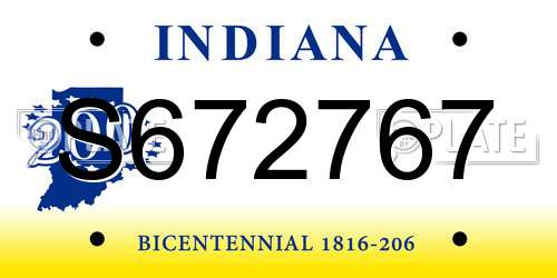 S672767 Indiana License Plate