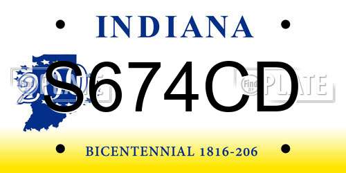 S674CD Indiana License Plate