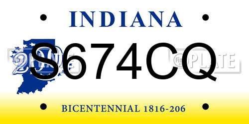 S674CQ Indiana License Plate