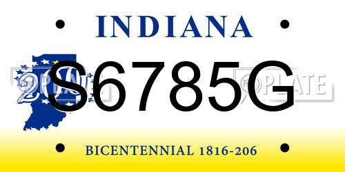 S6785G Indiana License Plate