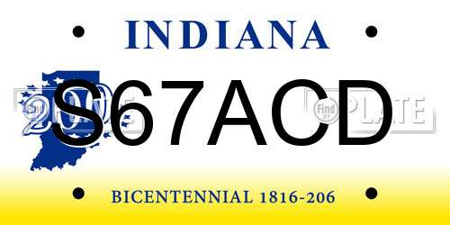 S67ACD Indiana License Plate