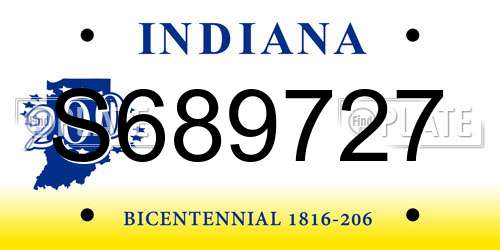 S689727 Indiana License Plate