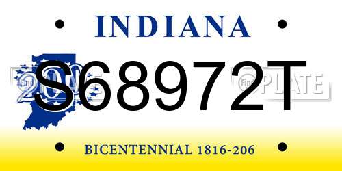 S68972T Indiana License Plate