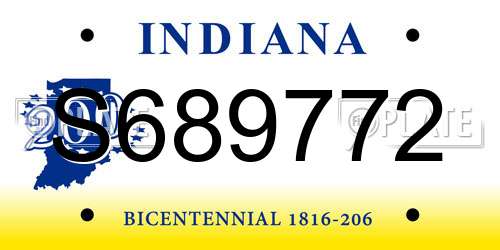 S689772 Indiana License Plate
