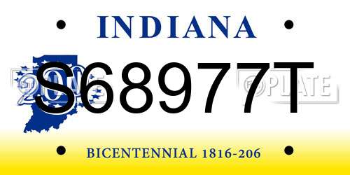 S68977T Indiana License Plate