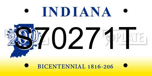 S70271T Indiana License Plate
