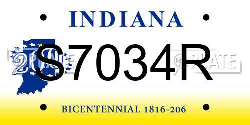 S7034R Indiana License Plate