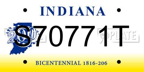 S70771T Indiana License Plate