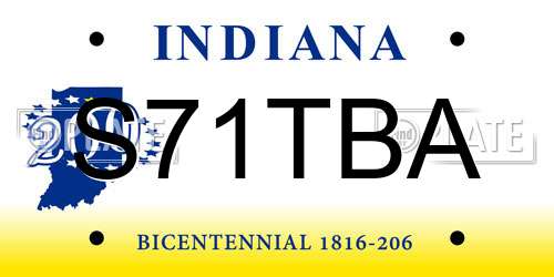 S71TBA Indiana License Plate