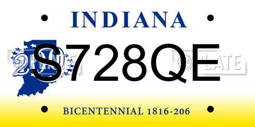 S728QE Indiana License Plate