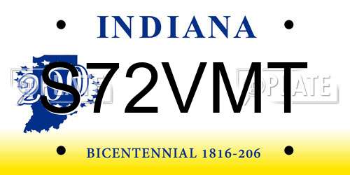 S72VMT Indiana License Plate