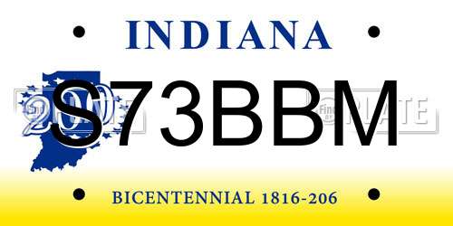 S73BBM Indiana License Plate