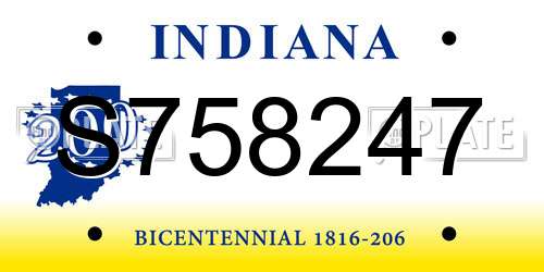 S758247 Indiana License Plate