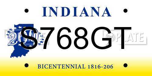 S768GT Indiana License Plate