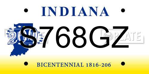 S768GZ Indiana License Plate