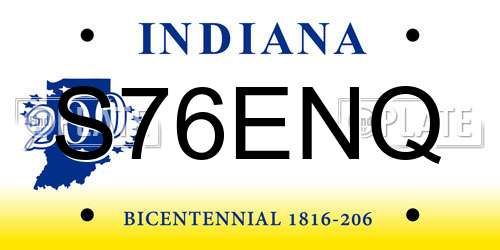 S76ENQ Indiana License Plate