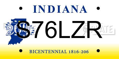 S76LZR Indiana License Plate