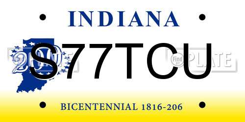 S77TCU Indiana License Plate