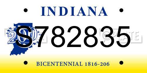 S782835 Indiana License Plate