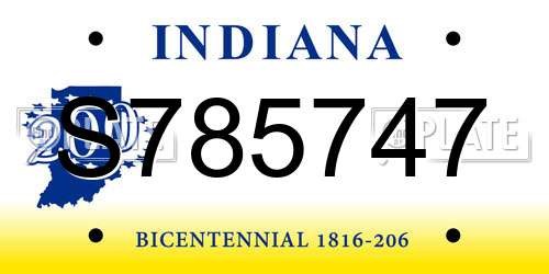 S785747 Indiana License Plate