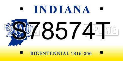 S78574T Indiana License Plate