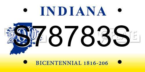 S78783S Indiana License Plate
