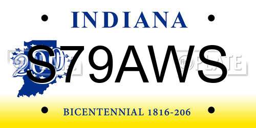 S79AWS Indiana License Plate