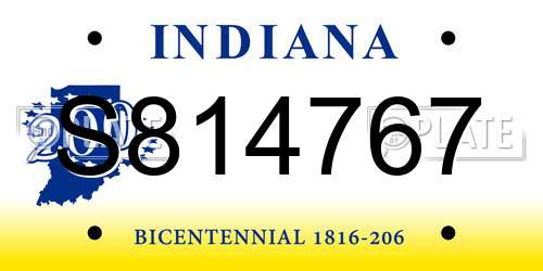 S814767 Indiana License Plate