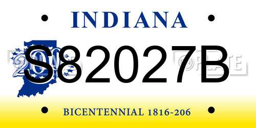 S82027B Indiana License Plate
