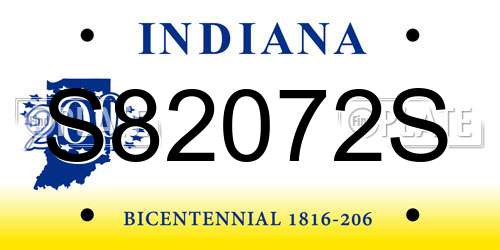 S82072S Indiana License Plate