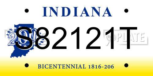 S82121T Indiana License Plate