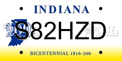 S82HZD Indiana License Plate