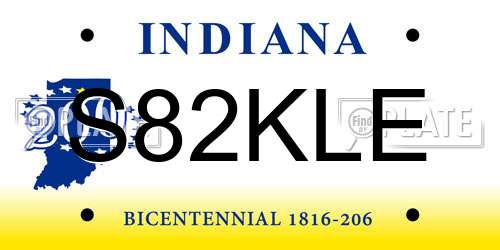 S82KLE Indiana License Plate