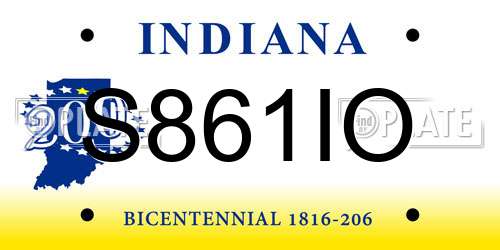 S861IO Indiana License Plate