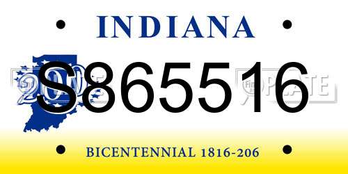 S865516 Indiana License Plate