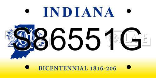 S86551G Indiana License Plate