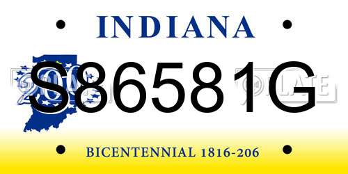 S86581G Indiana License Plate