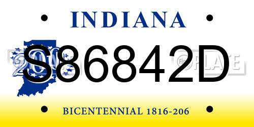 S86842D Indiana License Plate