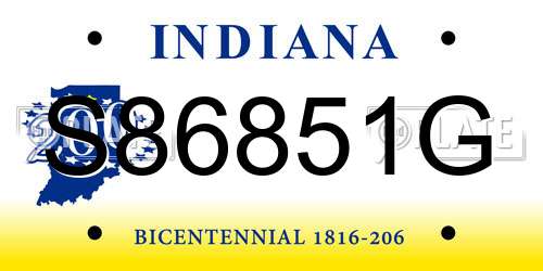 S86851G Indiana License Plate