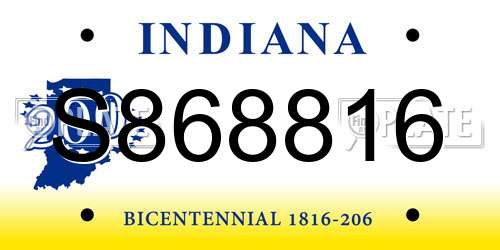 S868816 Indiana License Plate
