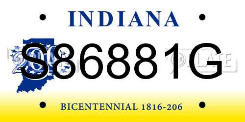 S86881G Indiana License Plate