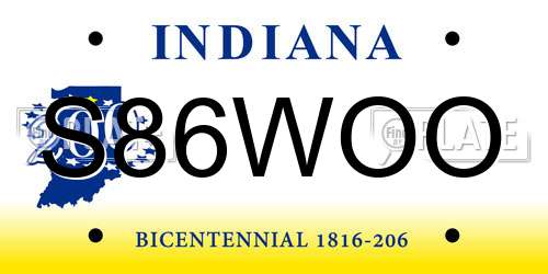 S86WOO Indiana License Plate